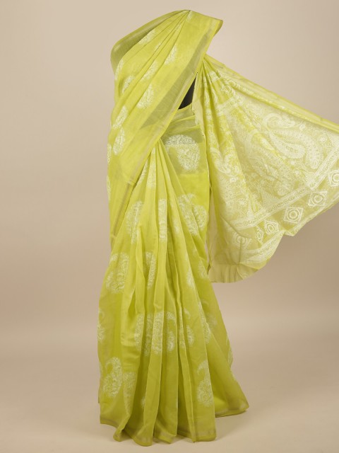 

Pothys Green & White Ethnic Motifs Saree