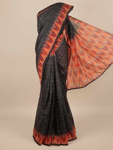 

Pothys Black & Orange Jute Silk Saree