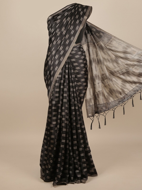 

Pothys Black & Grey Jute Silk Saree