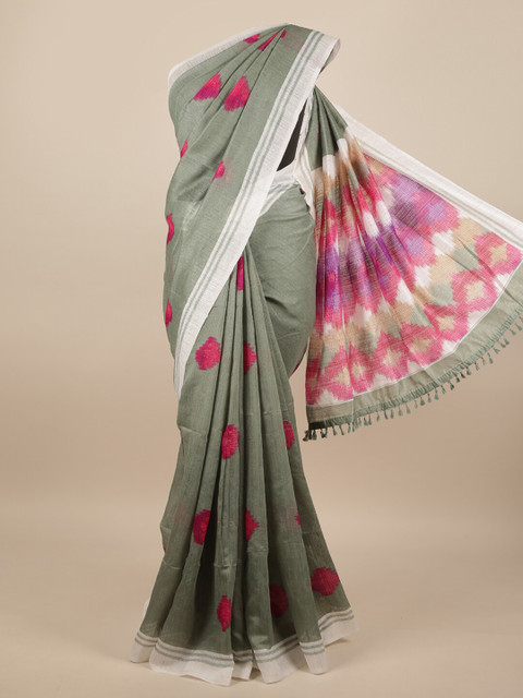 

Pothys Green & Pink Jute Silk Saree