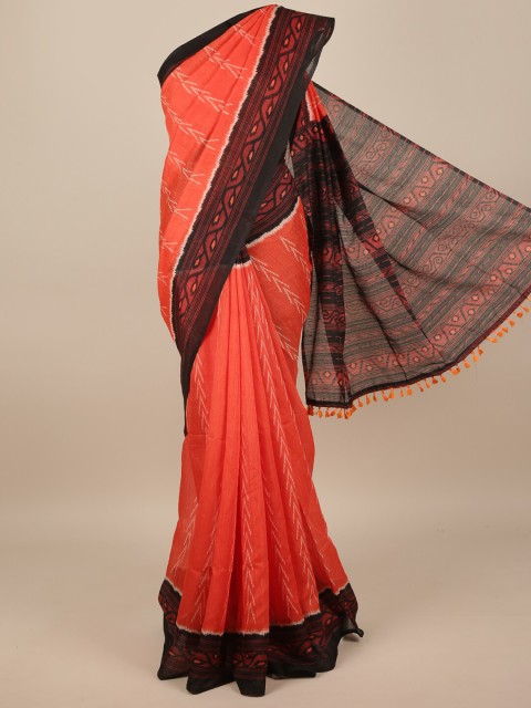 

Pothys Orange & Black Jute Silk Saree