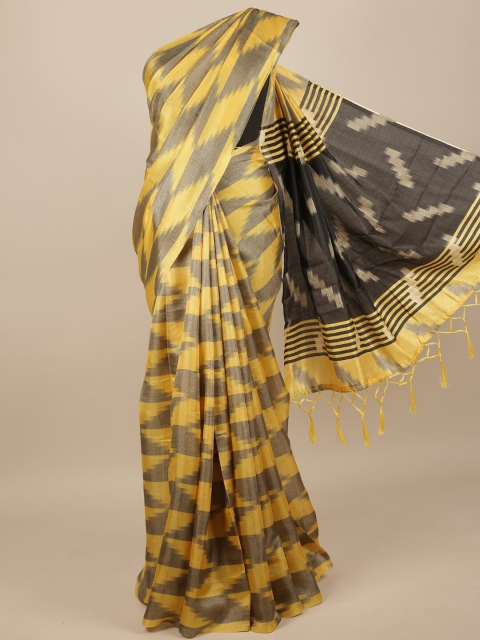 

Pothys Yellow & Black Jute Silk Saree