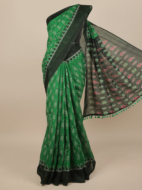 

Pothys Green & Black Jute Silk Saree
