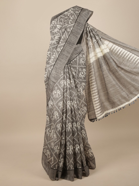

Pothys Grey & White Jute Silk Saree