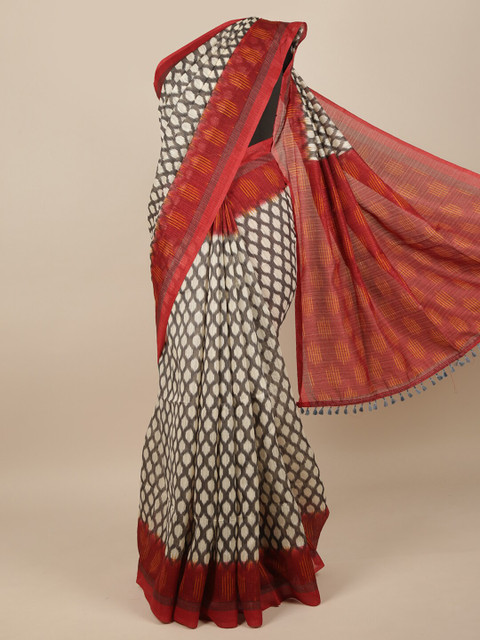 

Pothys Grey & Red Jute Silk Saree