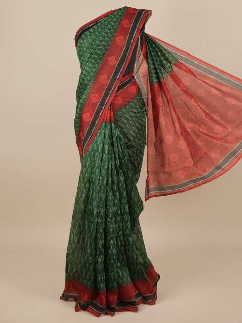 

Pothys Green & Red Jute Silk Saree