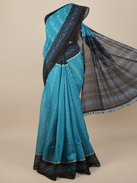 

Pothys Blue & Black Ethnic Motifs Jute Silk Saree