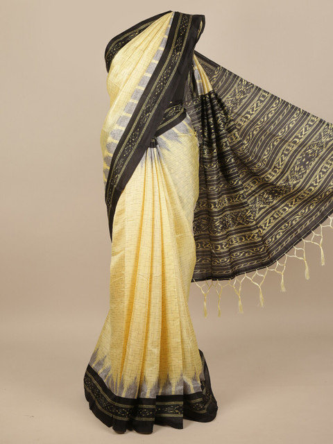 

Pothys Yellow & Black Jute Silk Saree
