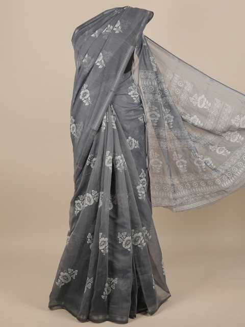 

Pothys Grey & White Floral Saree