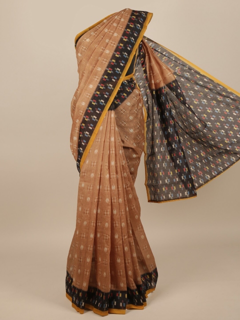 

Pothys Brown & White Jute Silk Saree