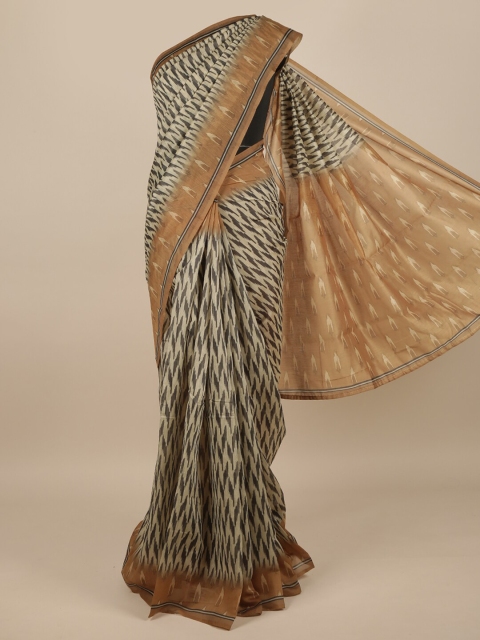 

Pothys Cream-Coloured & Beige Jute Silk Saree