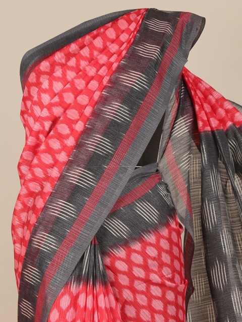 

Pothys Pink & Grey Jute Silk Saree