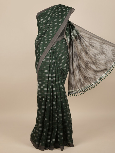 

Pothys Green & Grey Jute Silk Saree
