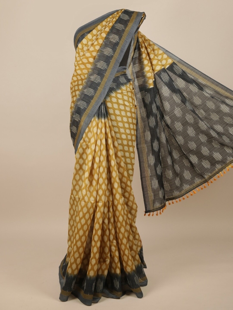 

Pothys Green & Beige Jute Silk Saree