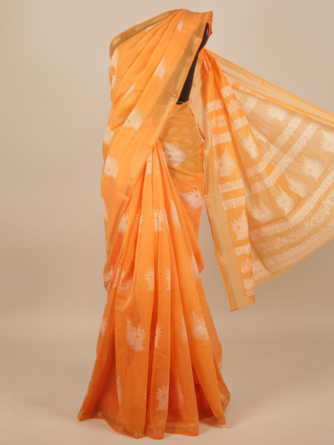 

Pothys Orange & Beige Floral Saree