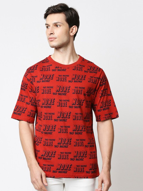 

Bewakoof Men Red Printed Cotton T-shirt