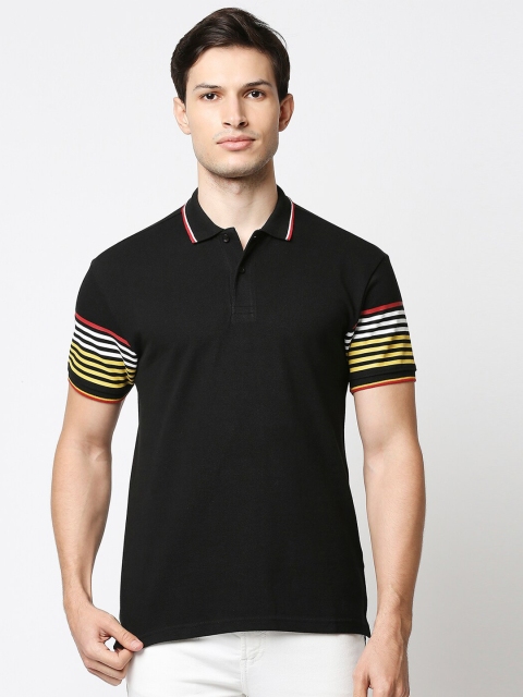 

Bewakoof Men Black Polo Collar Cotton T-shirt