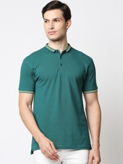 

Bewakoof Men Green Polo Collar Cotton T-shirt