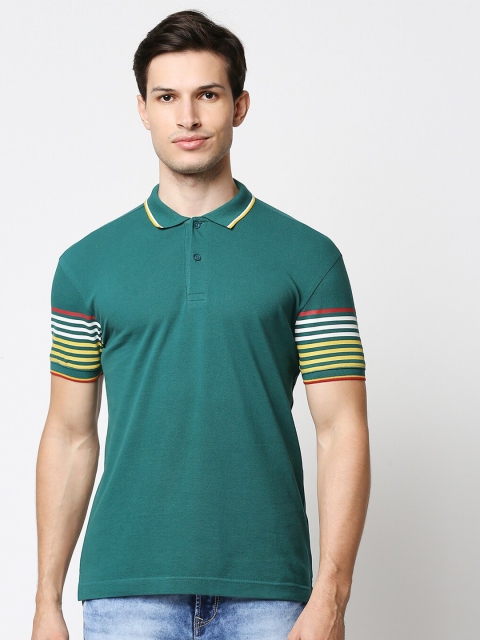 

Bewakoof Men Green Polo Collar Cotton T-shirt