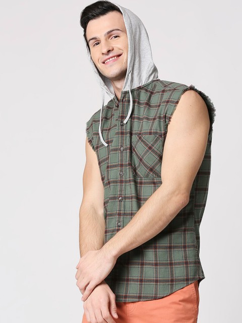 

Bewakoof Men Green Tartan Checks Opaque Checked Casual Shirt