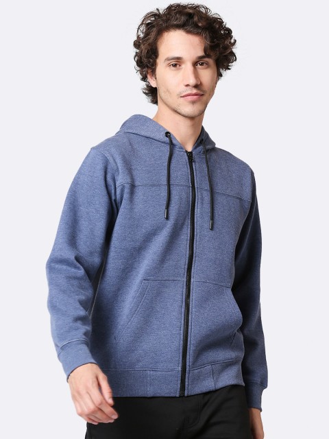 

Bewakoof Men Blue Solid Hooded Sweatshirt