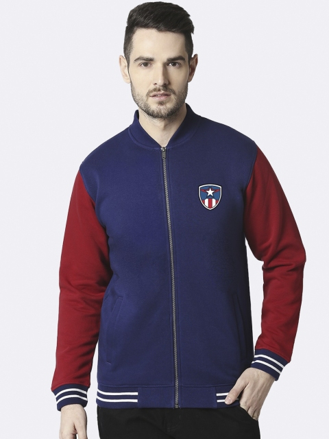 

Bewakoof Men Navy Blue Captain Shield Varsity Jacket