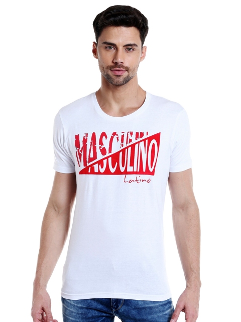 

Masculino Latino Men White Typography Printed T-shirt