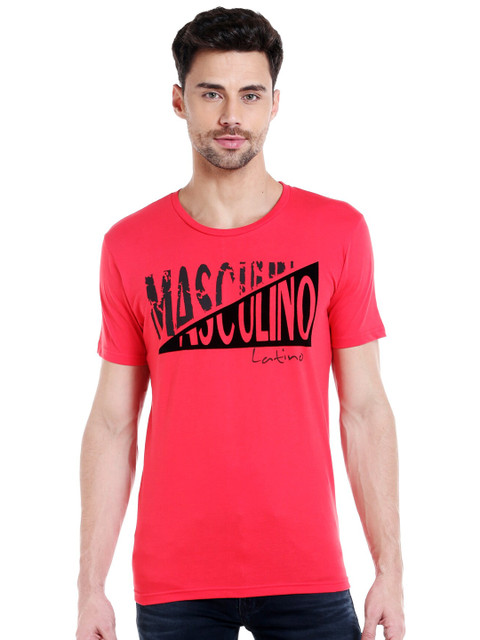 

Masculino Latino Men Red & Black Typography Printed Cotton T-shirt