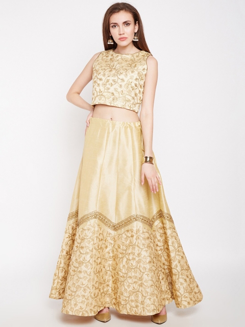 

studio rasa Women Gold-Toned Ready to Wear Embroidered Lehenga with Blouse