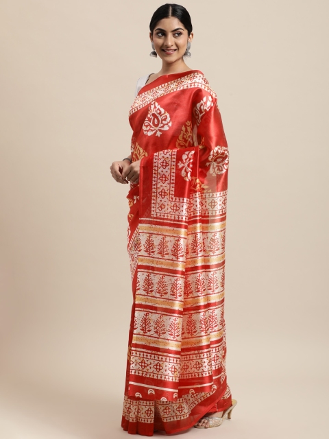 

KALINI Red Ethnic Motifs Art Silk Saree