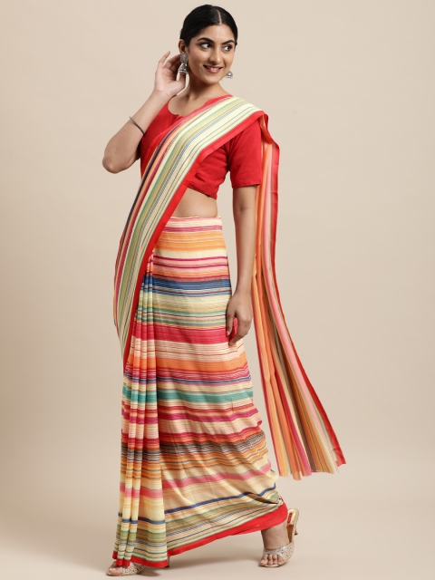 

KALINI Off White & Multicoloured Striped Saree