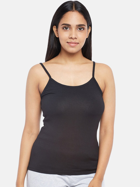 

Dreamz by Pantaloons Women Black Solid Pure Cotton Camisole