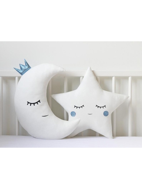 

STYBUZZ Unisex Kids Pack of 2 White Moon Star Crib Cushions