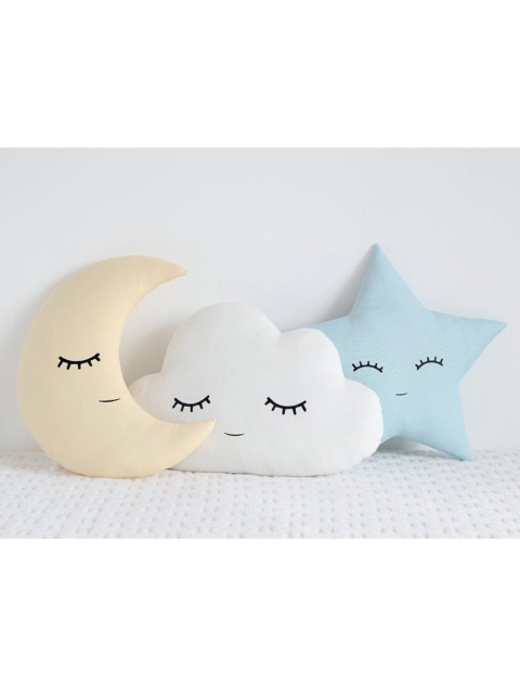 

STYBUZZ Kids Set Of 3 Cute Cloud Moon Star Crib Cushions, White