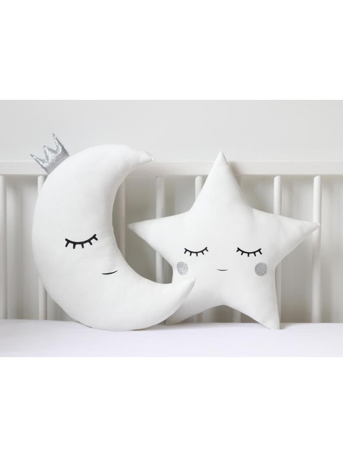 

STYBUZZ Kids Pack Of 2 Cute Moon Star Crib Cushions, White