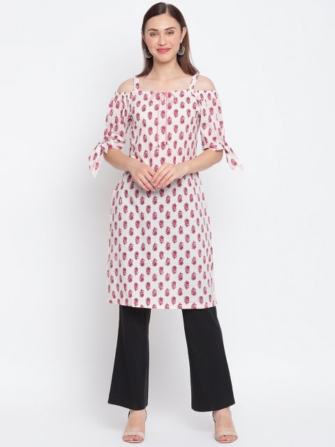 

IMARA White Cold-Shoulder Printed Dress