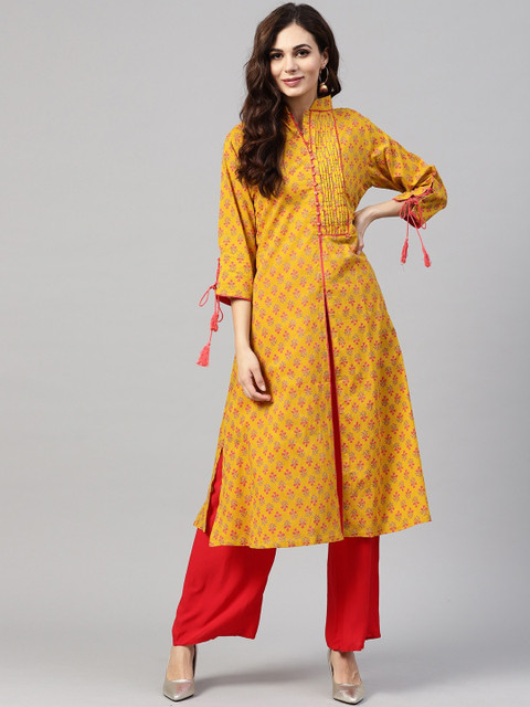 

ZOEYAMS Women Yellow Ethnic Motifs Printed Kurta