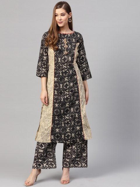 

ZOEYAMS Women Grey & Beige Ethnic Motifs Printed Cotton Kurta