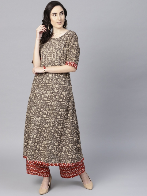 

ZOEYAMS Women Grey Printed Anarkali Kurta
