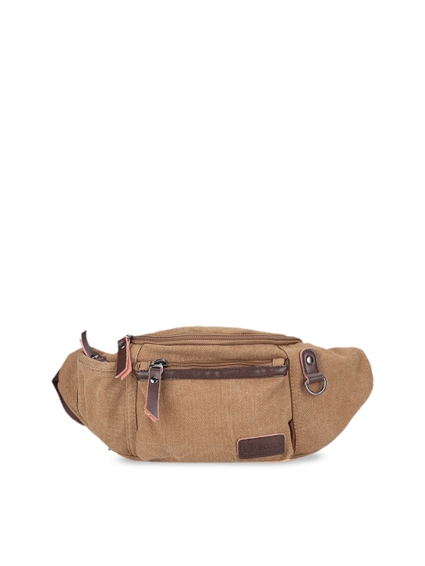 

POSO Unisex Coffee Brown Textured Waist Pouch