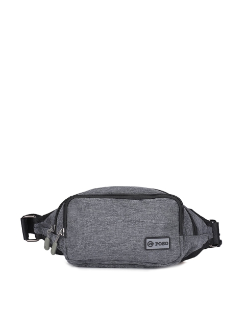 

POSO Grey Textured Waist Pouch With Adjustable Strap