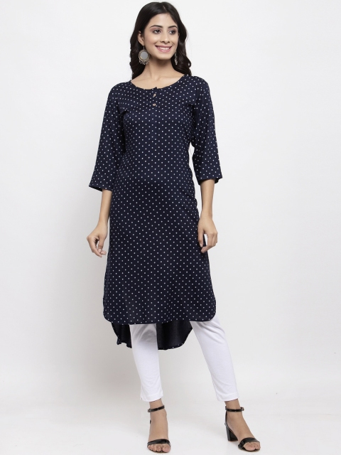 

NEUDIS Women Navy Blue Printed Regular Kurti with Trousers