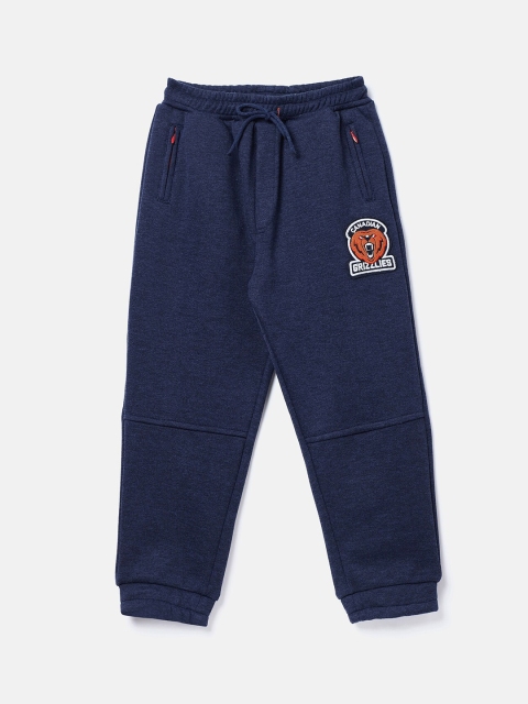 

JWAAQ Kids Navy Blue & Orange Solid Pure Cotton Joggers