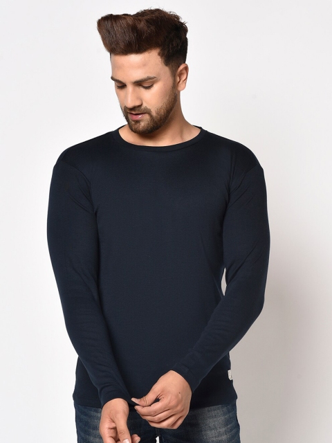 

METTLE Men Navy Blue Cotton T-shirt