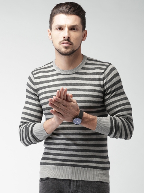 

ALCOTT Men Grey Striped Sweater