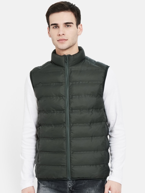 

METTLE Men Olive Green Solid Puffer Jacket