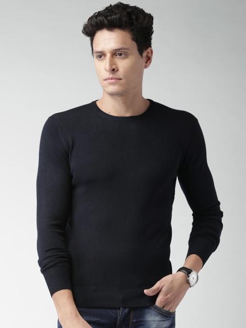 

ALCOTT Men Navy Solid Sweater, Navy blue