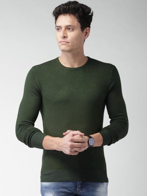 

ALCOTT Men Olive Green Solid Sweater