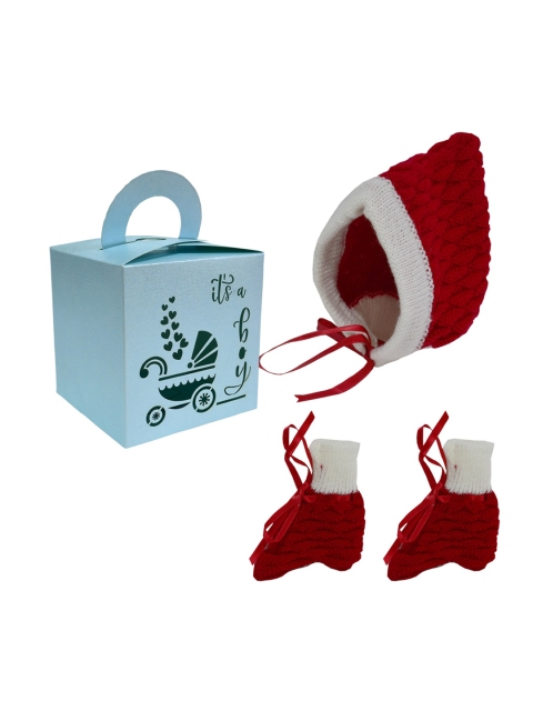 

Little Angels Infants Boys Red & Green Caps & Socks Gift Set