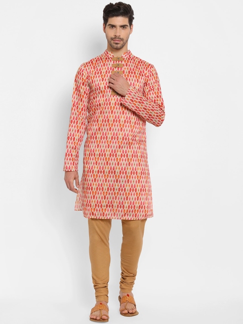 

EthnoVogue Men Orange Ethnic Motifs Printed Regular Kurta with Churidar